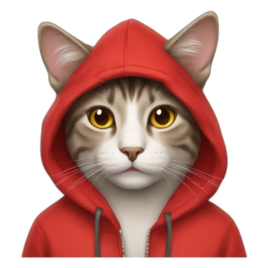 Cat with a red hoodie  sticker