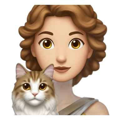 Goddess Hera with brown hair and a Siberian cat sticker