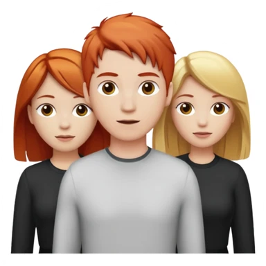 3 people, all white skin color but different hair colors next to each other  sticker