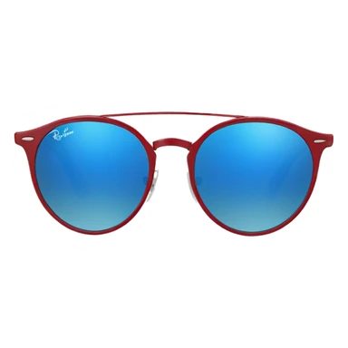 dark red  ray ban round metal sunglasses  with blue frame front view  sticker