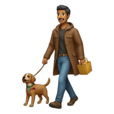 Hombre paseando perro sticker