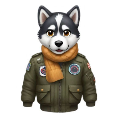 a cute pilot husky with goggles a bomber jacket and scarf sticker