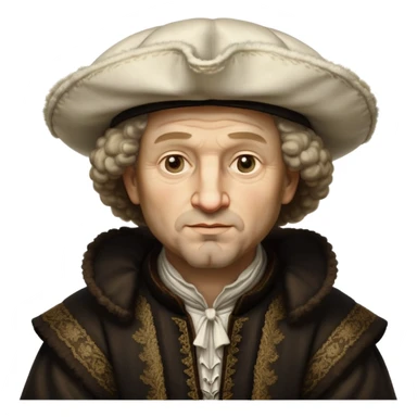 emoji of rembrandt,-shown-as-a-master-artist-with-deep,-introspective-eyes-and-richly-detailed-period-clothing,-rendered-with-dramatic-chiaroscuro-lighting-that-emphasizes-his-legacy white puffy hat sticker