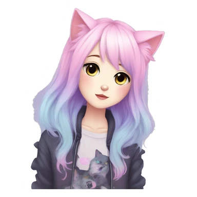 Gorgeous Cute Edgy Pastel Gradient Beautiful Anime Emo CatLady sticker
