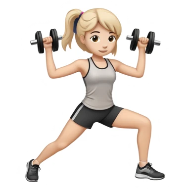 Make a emoji of a girl working out in simple black lines sticker