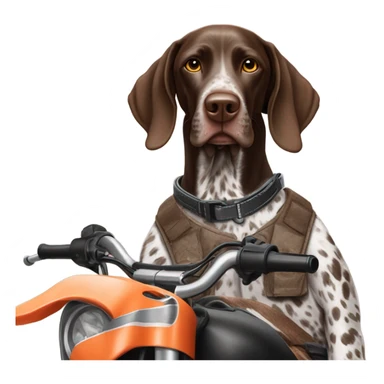 German shorthair pointer on a dirt bike sticker