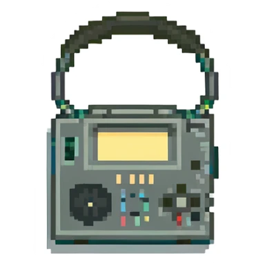 a minidisk player with headphones sticker