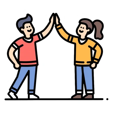 Team achievement, people high-fiving sticker