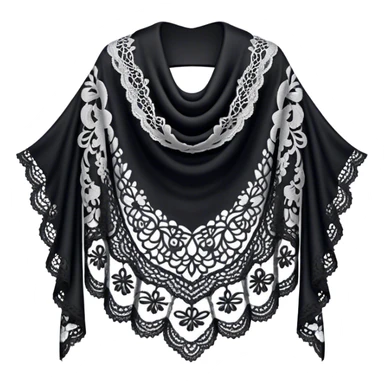 A simple black lace shawl with a delicate design sticker