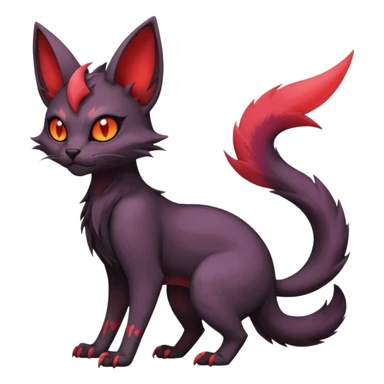 Black edgy cute Noivern-Noibat-Purloin-Torracat-Lykoi-Caracal-cat-Fakemon-fusion-hybrid-creature with an imp tail  sticker