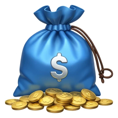 bag of blue coins sticker