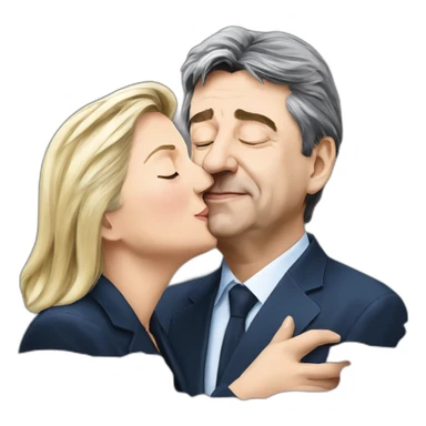 Jean Luc Mélenchon kissing Marine Lepen sticker