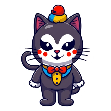 Black cat with clown face makeup sticker