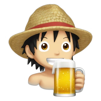 Luffy bois une bière sticker