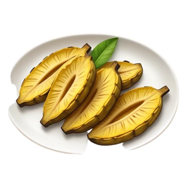 Cinematic Realistic Patacones Dish Emoji, depicted as twice-fried plantain slices with a crispy exterior rendered with detailed textures and dynamic, inviting lighting. sticker