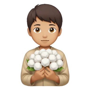 Japanese boy holding cotton sticker