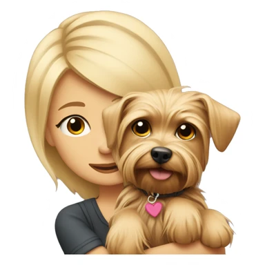 Blondie cuddles a Yorkshire terrier. sticker