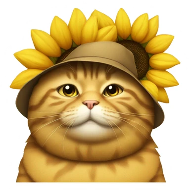 fat cat in a sunflower costume sticker