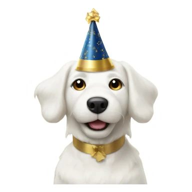 White dog celebrating New Year’s Eve sticker