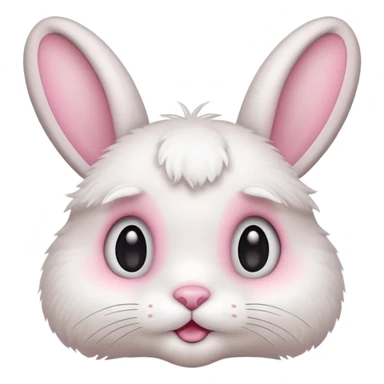 Cute emoji-style bunny with big round eyes, soft pastel colors, fluffy fur, small pink nose, simple clean design, centered, transparent background, 1:1 ratio. sticker