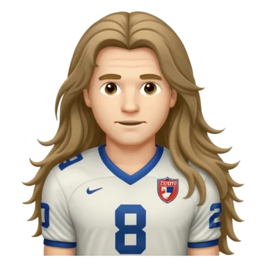 Long Haired Football Players, Footballer with flowing hair in jersey sticker