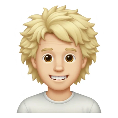 White boy with blonde hair, fluffy blonde hair with crooked teeth ￼ sticker