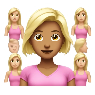 Blonde girl in pink top with muscles sticker