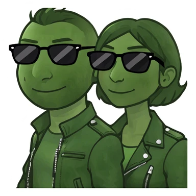 playful couple in leather sticker