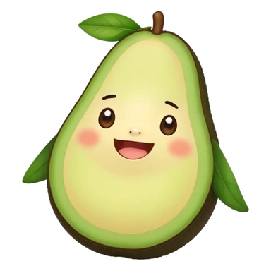 Cute Kawaii Avocado, round and cuddly, soft green with a tiny brown pit, blushing cheeks, a joyful smile, tiny arms outstretched, a warm and healthy glow! sticker