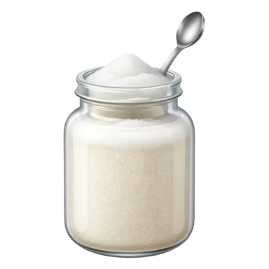 Jar of white sugar with spoon sticker