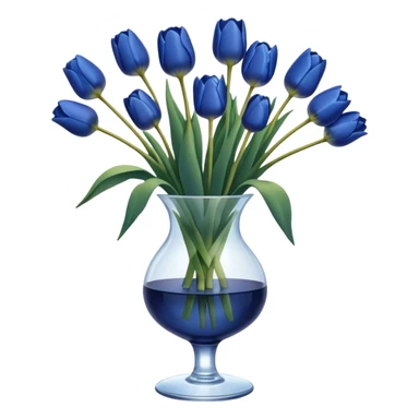 Navy blue tulips in glass vase  sticker