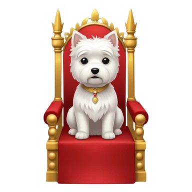 a west highland terrier sitting on a throne with people bowing at his feet  sticker