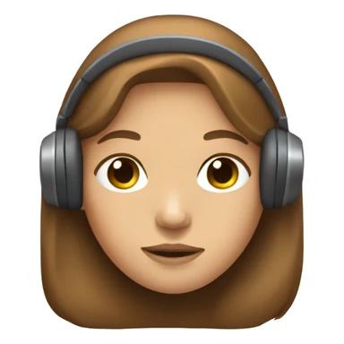 Girl Sleep emoji with long brown hair light skin and headphones sticker