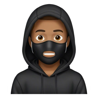 man with full face mask and black hoodie sticker