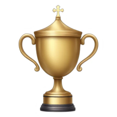 royal empty Christian trophy for the winner with a cross on royal background sticker