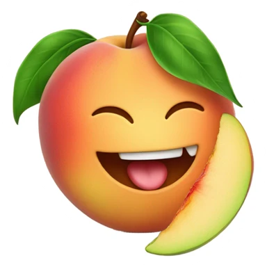 Smiley face emoji eating the peach emoji sticker