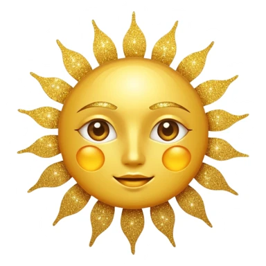 sun in 2d golden glitter in colour without face sticker