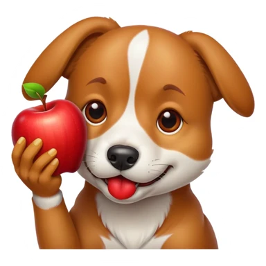 dog holding apple in mouth sticker