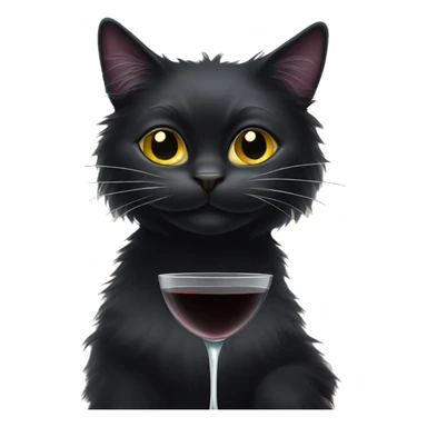 Long haired black cat drinking martini sticker