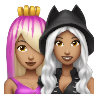 Nicki minaj with Shakira wearing Halloween costumes  c sticker