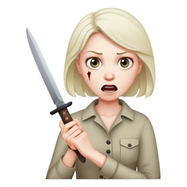 crazy scary women knife sticker