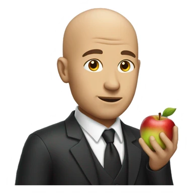 Guy with an apple infront of his bald head sticker