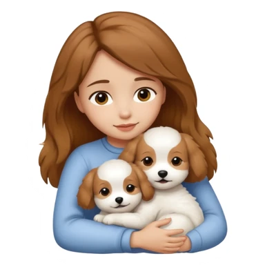 Chica castaña con su perrito pequeño blanco sticker