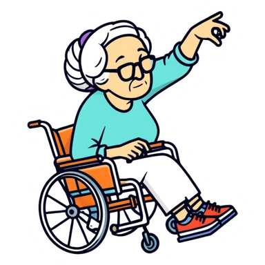 Old woman breakdancing in a wheelchair on her head sticker