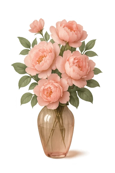 pink flower vase, elegant sticker