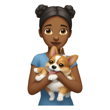 a girl holds a corgi in her hands sticker