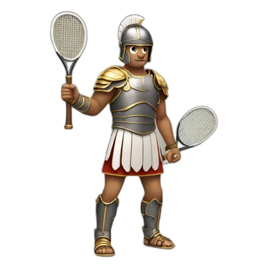 Roman gladiator with tennis racket in right hand sticker
