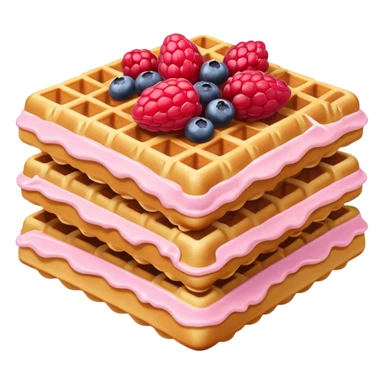 Pale pink square waffles with berries  sticker
