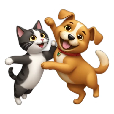 A dog and a cat dancing sticker