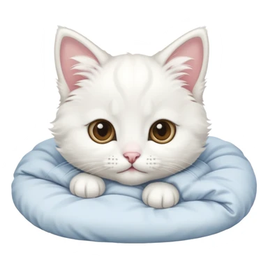 White kitten in bed sticker